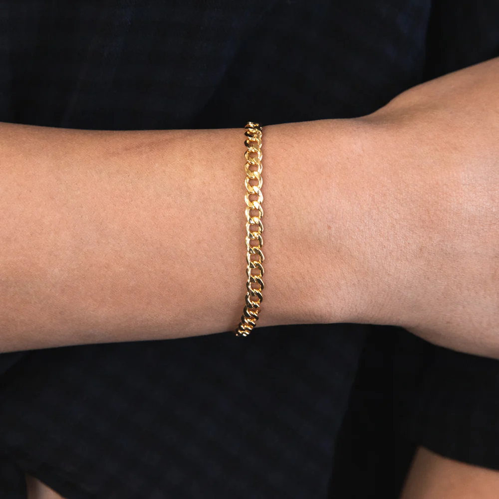 9ct Yellow Gold Silverfilled Super Flat Curb 120 Gauge 21cm Bracelet - Image 3