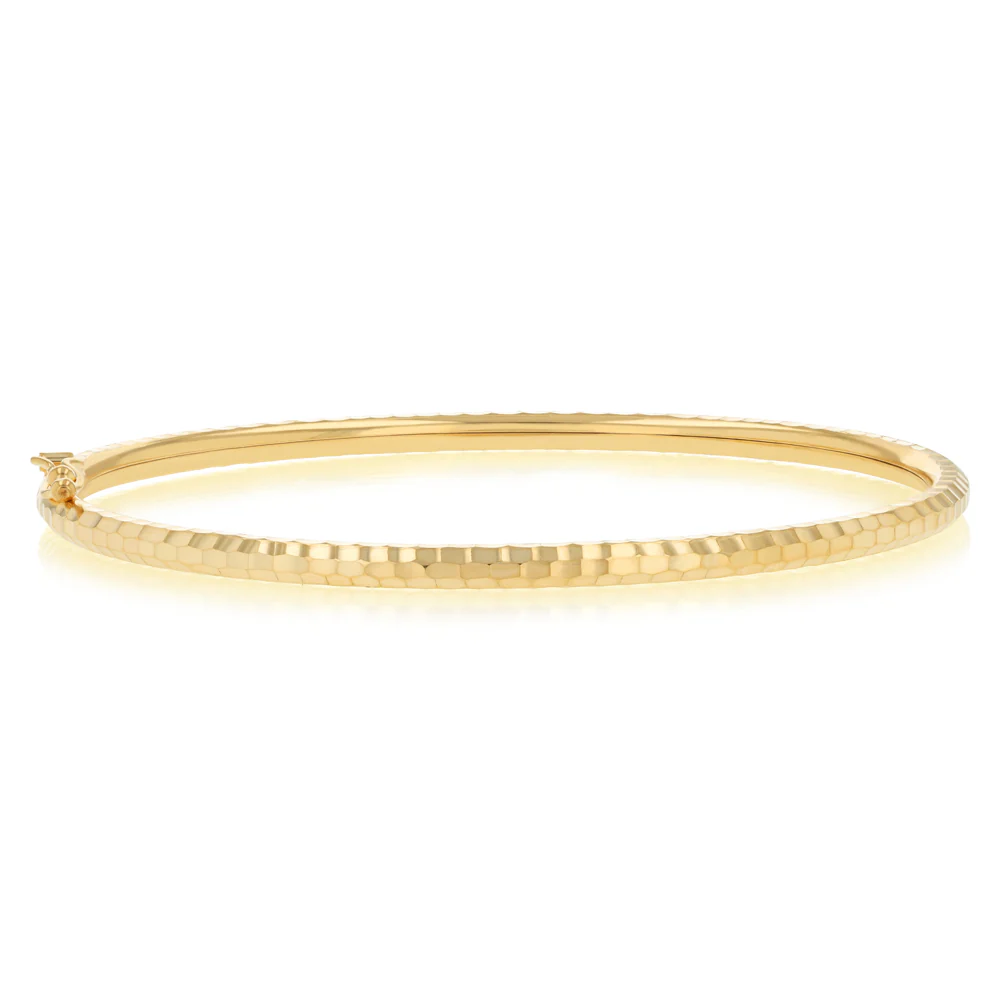 9ct Yellow Gold Silverfilled Textured Bangle