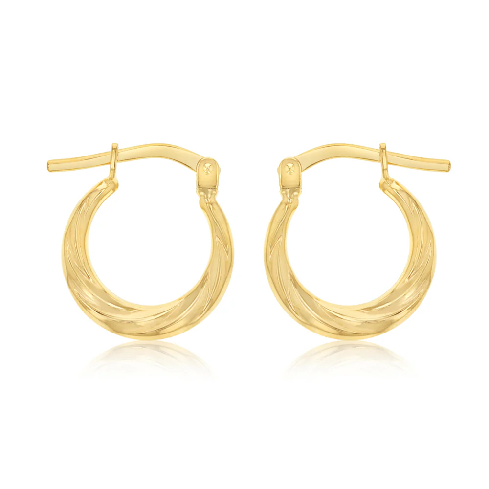 9ct Yellow Gold Silverfilled Twisted Hoop Earrings