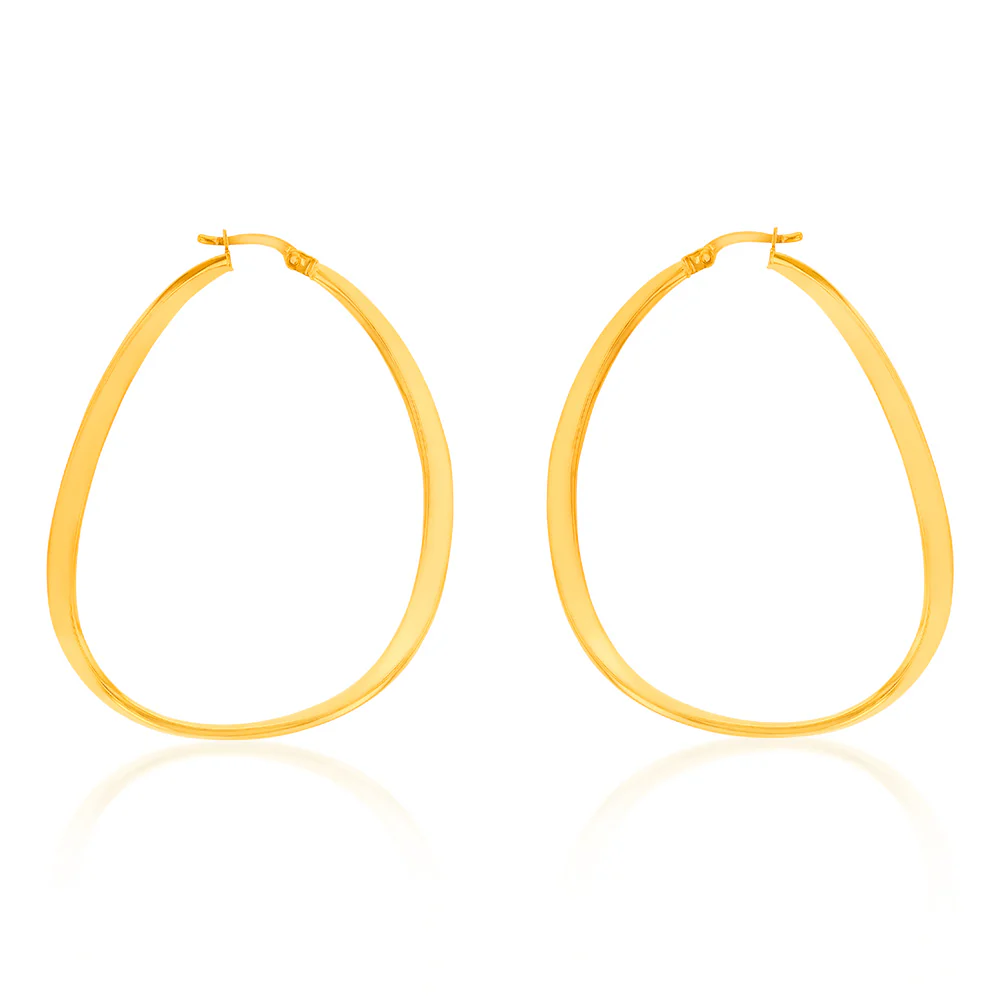 9ct Yellow Gold Silverfilled Twisted Large Hoop Earrings