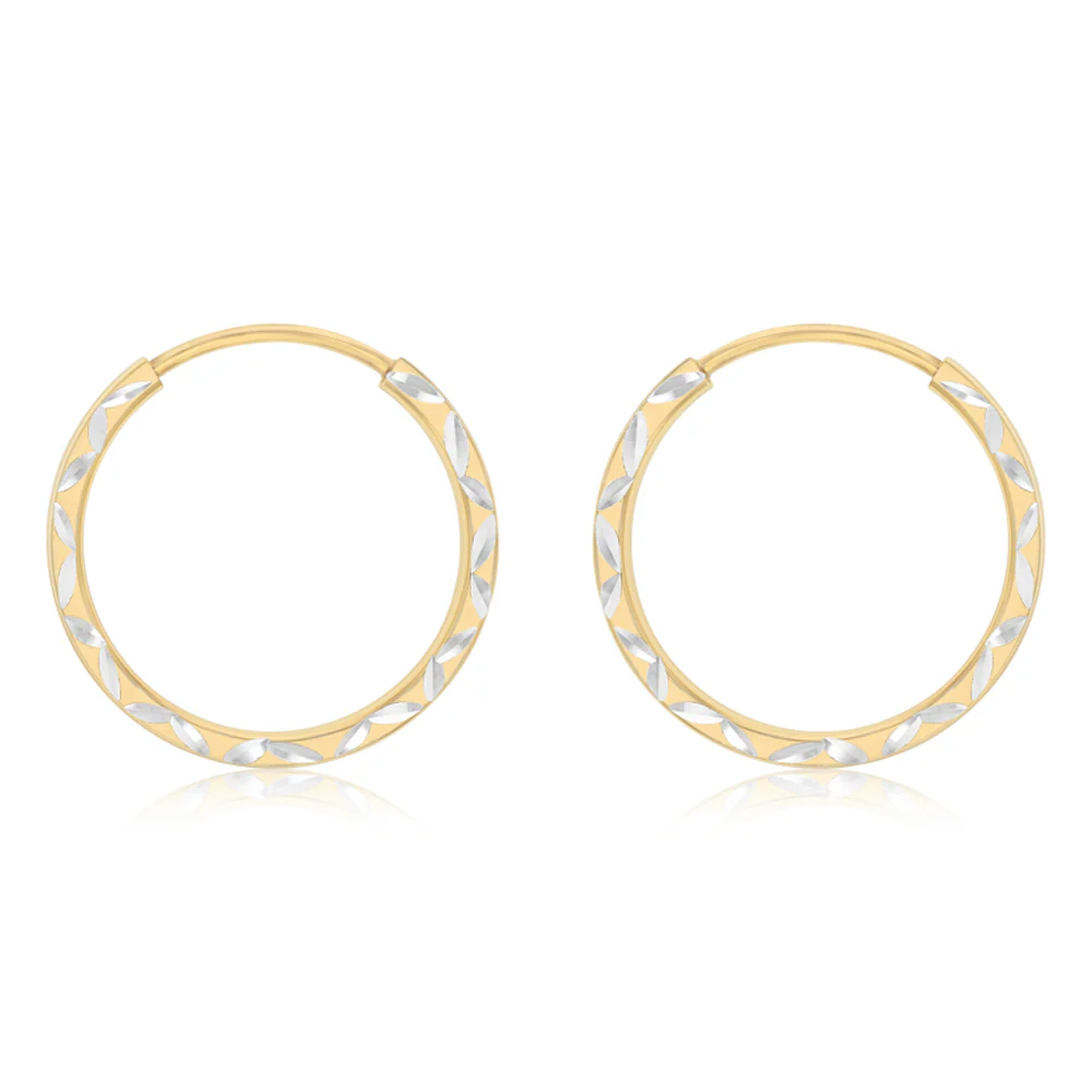 9ct Yellow Gold Silverfilled Twisted Sleeper Earrings
