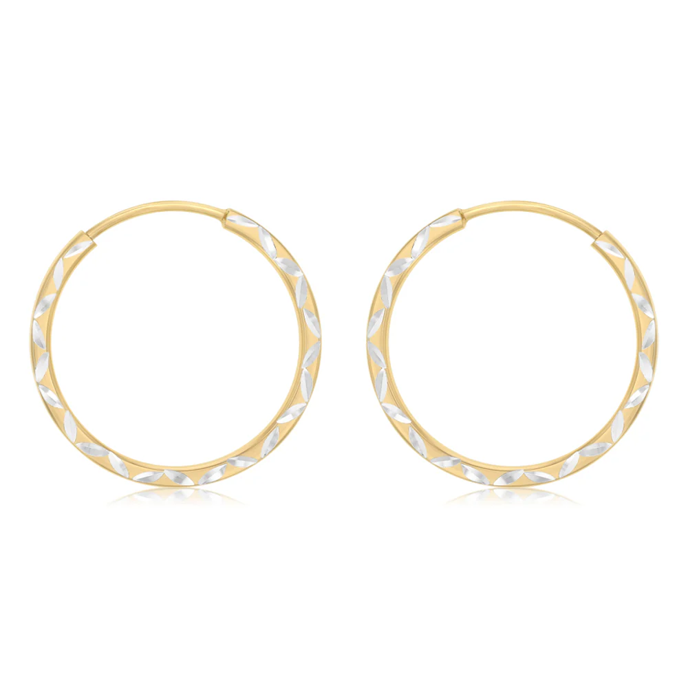 9ct Yellow Gold Silverfilled Twisted Sleeper Earrings