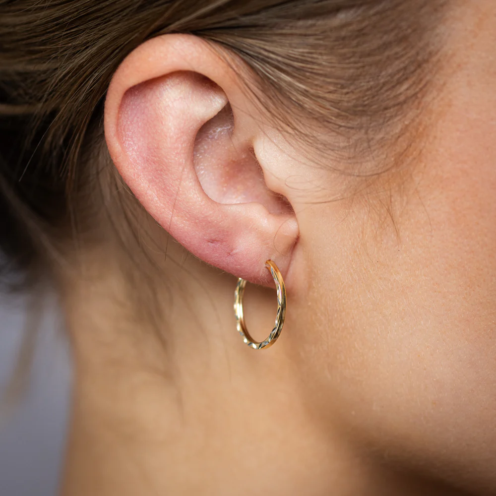9ct Yellow Gold Silverfilled Twisted Sleeper Earrings - Image 2