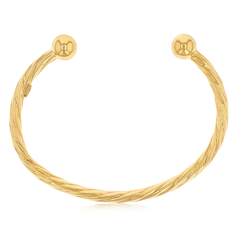 9ct Yellow Gold Silverfilled Twisted Torque Baby Bangle - Image 2