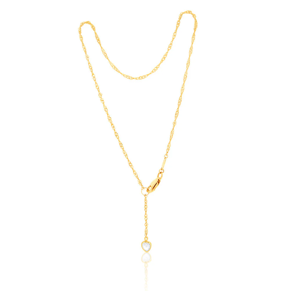 9ct Yellow Gold Singapore Heart Charm 27cm Anklet