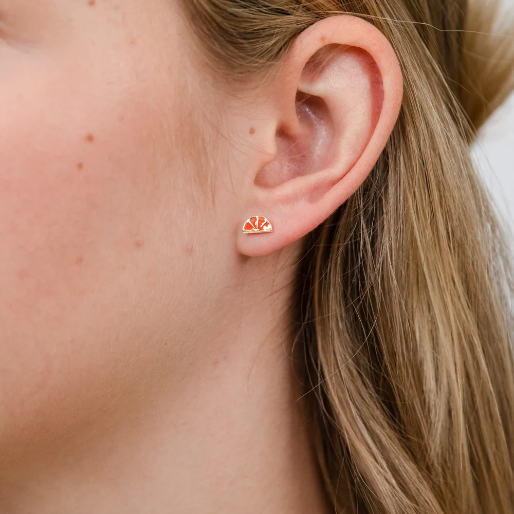 9ct Yellow Gold Slice Of Orange Lime Stud Earrings - Image 2
