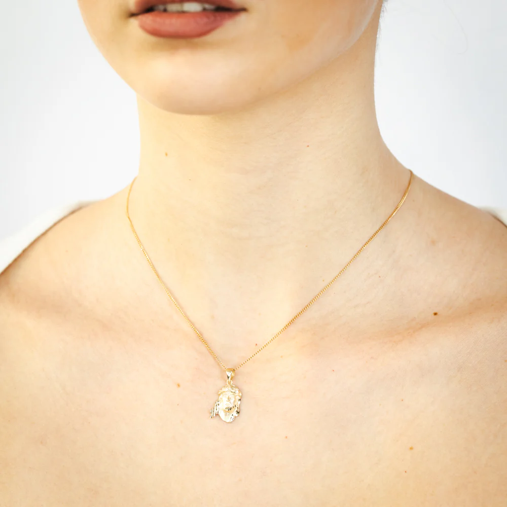 9ct Yellow Gold Small Jesus Head Pendant