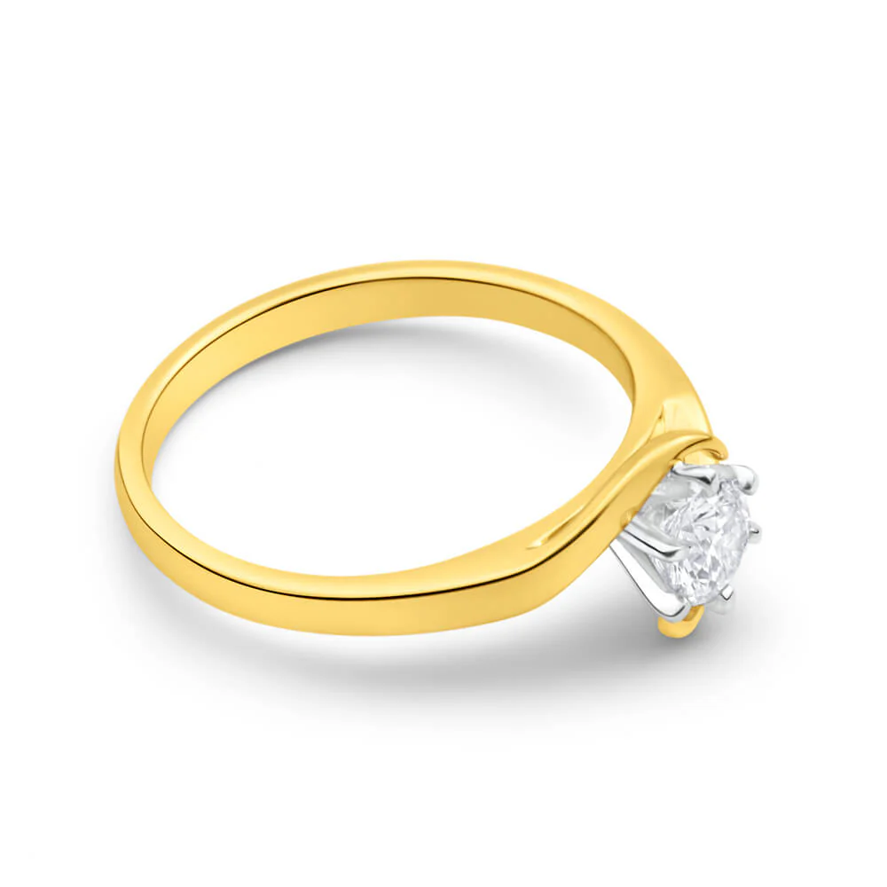 9ct Yellow Gold Solitaire Ring With 0.3 Carat 6 Claw Set Diamond - Image 2
