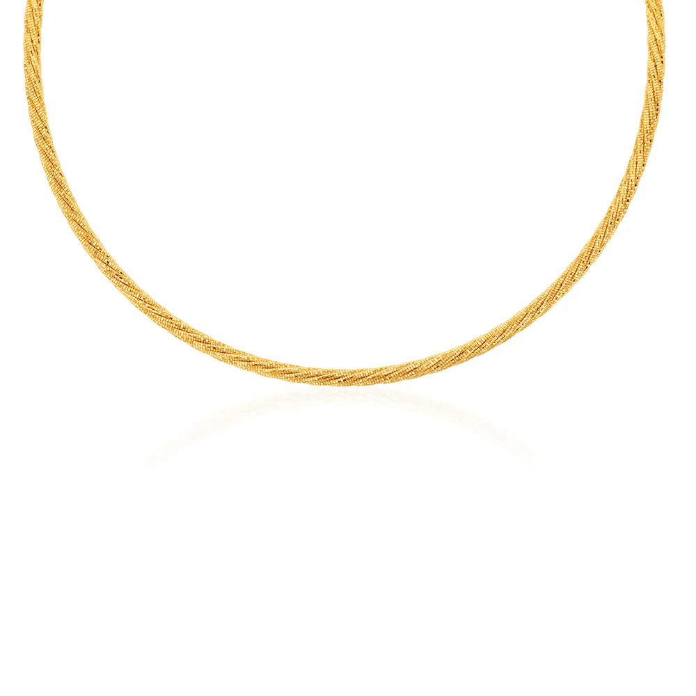 9ct Yellow Gold Sparkling Memory Omega 33+5cm Choker Chain - Image 2