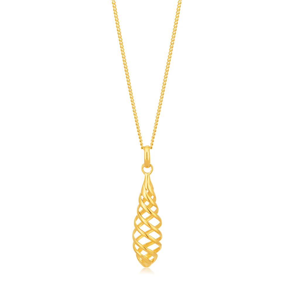 9ct Yellow Gold Spiral 3.5cm Pendant