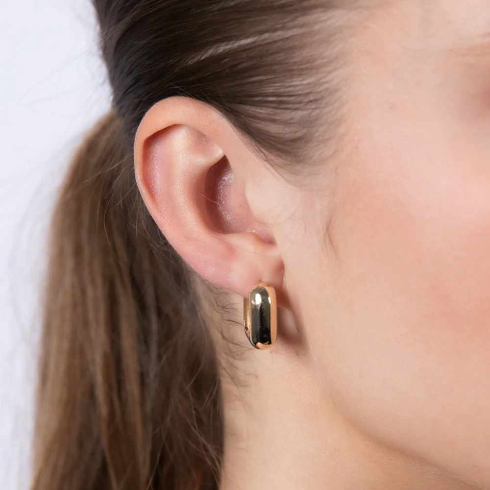 9ct Yellow Gold Square Tube Huggies Hoop Earrings - Image 2