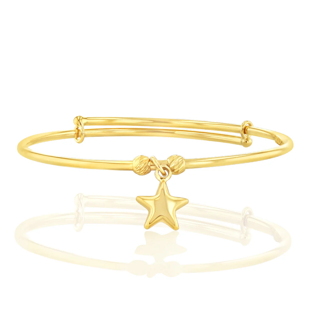 9ct Yellow Gold Star on Baby Bangle