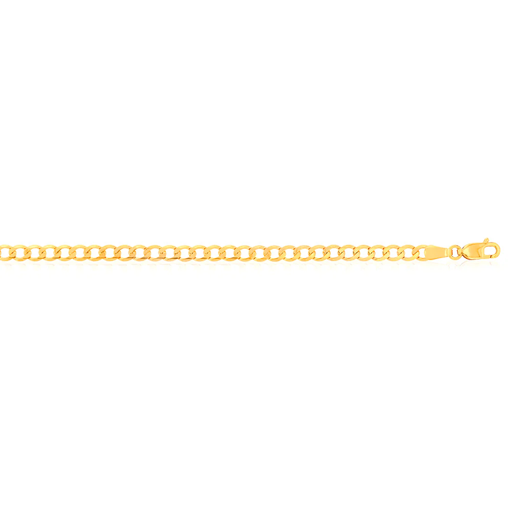 9ct Yellow Gold Superflat Light 95 Gauge Curb 21cm Bracelet - Image 2