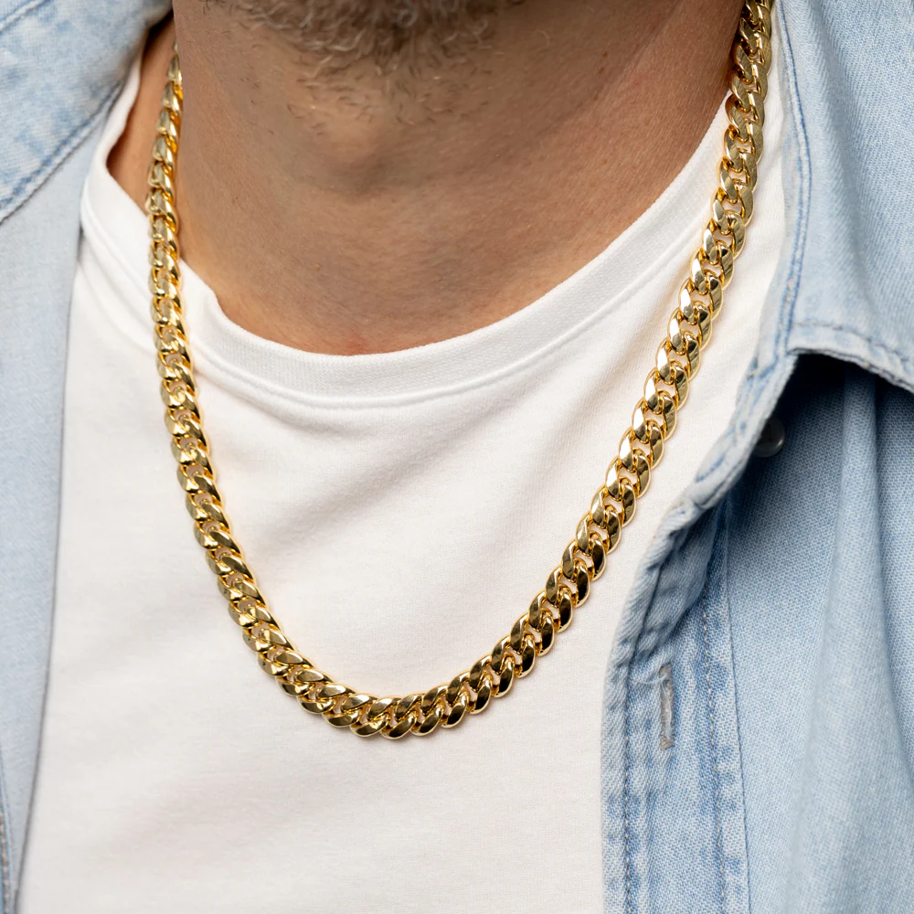 9ct Yellow Gold Superlight Hollow 250 Gauge Miami 55cm Chain - Image 4