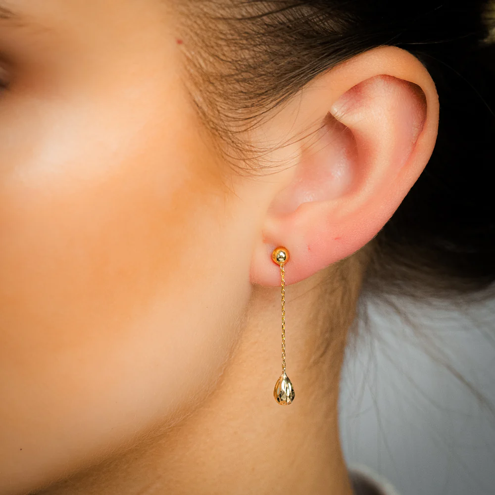 9ct Yellow Gold Tear Drop Earrings - Image 2