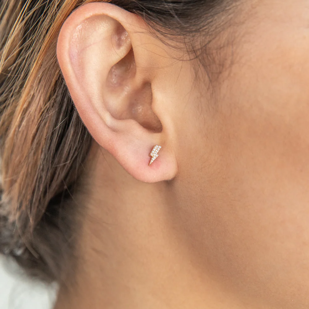9ct Yellow Gold Thunderbolt Studs - Image 2