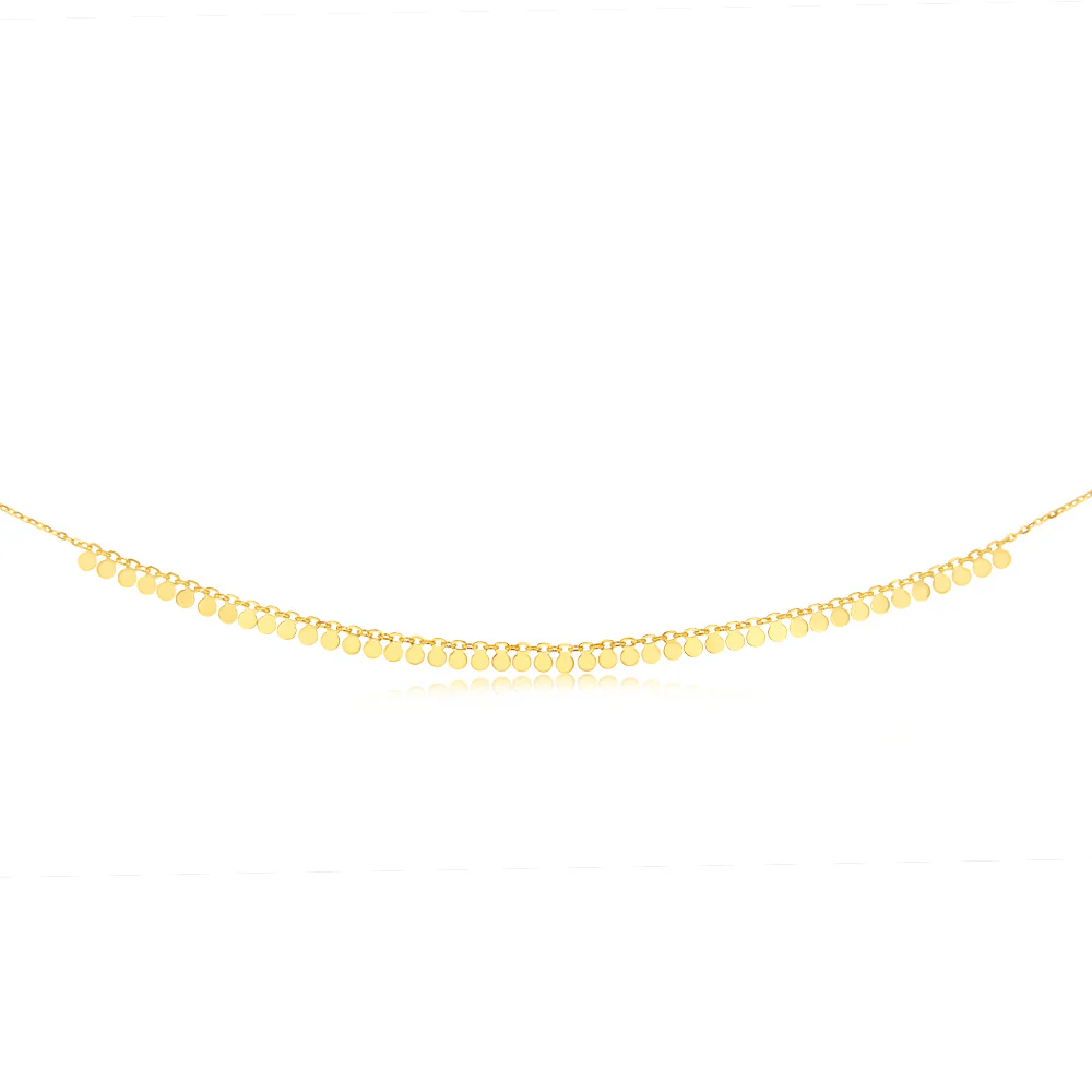 9ct Yellow Gold Tiny Disc charm 40cm Choker Chain - Image 2