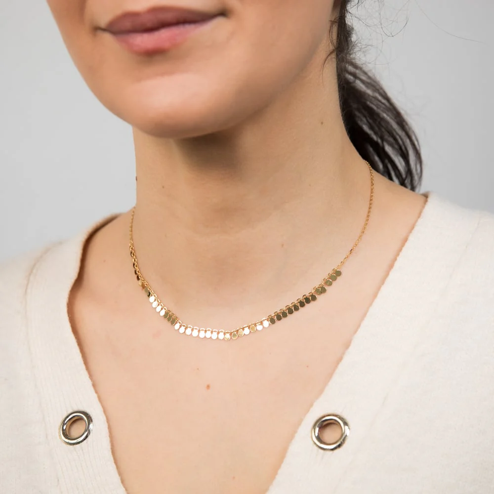9ct Yellow Gold Tiny Disc charm 40cm Choker Chain - Image 3