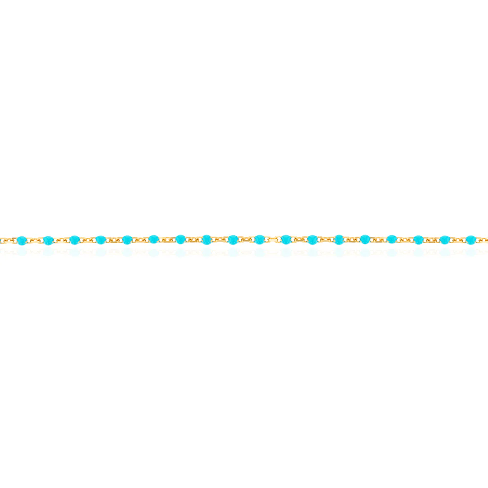 9ct Yellow Gold Turquoise Blue Beads Fancy Bracelet - Image 2