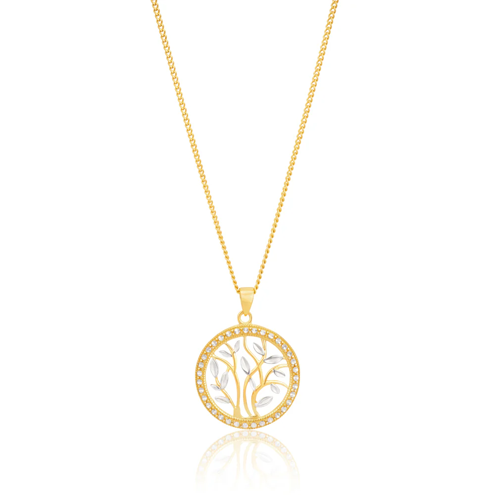 9ct Yellow Gold Two-Tone Leaf Pendant