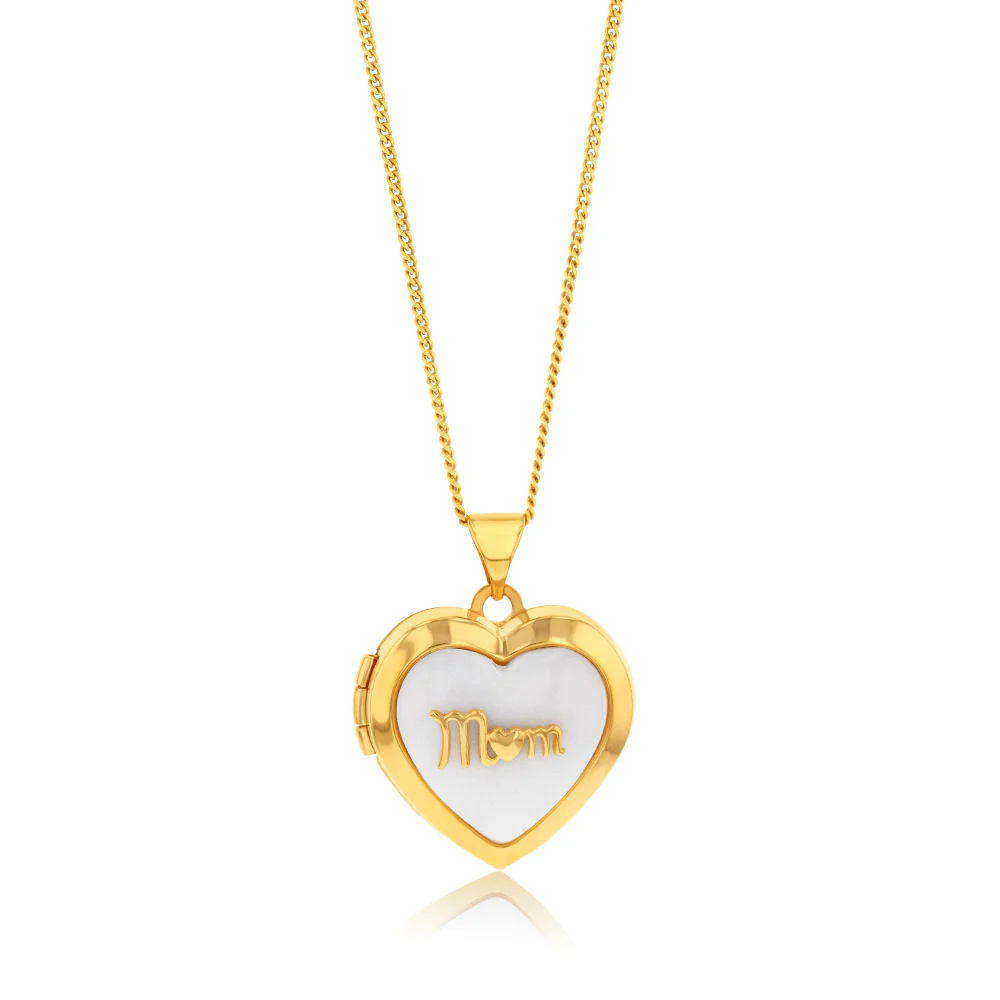 9ct Yellow Gold White Agate Mum Locket