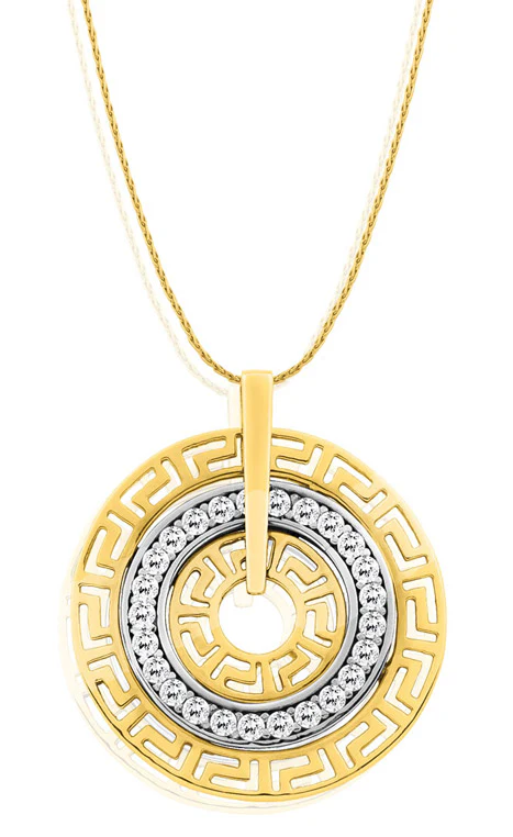 9ct Yellow Gold & White Gold Cubic Zirconia + Diamond Pendant