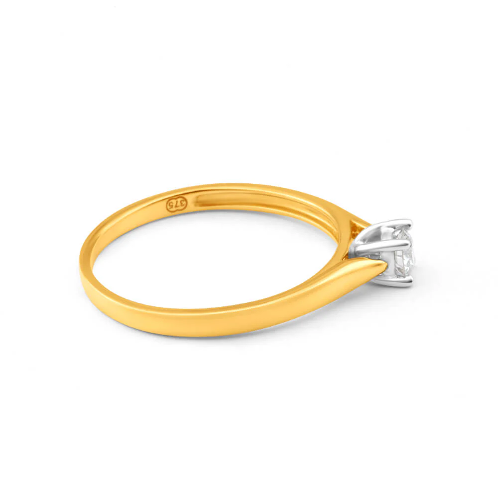 9ct Yellow Gold & White Gold Solitaire Ring With 0.2 Carat Diamond - Image 2