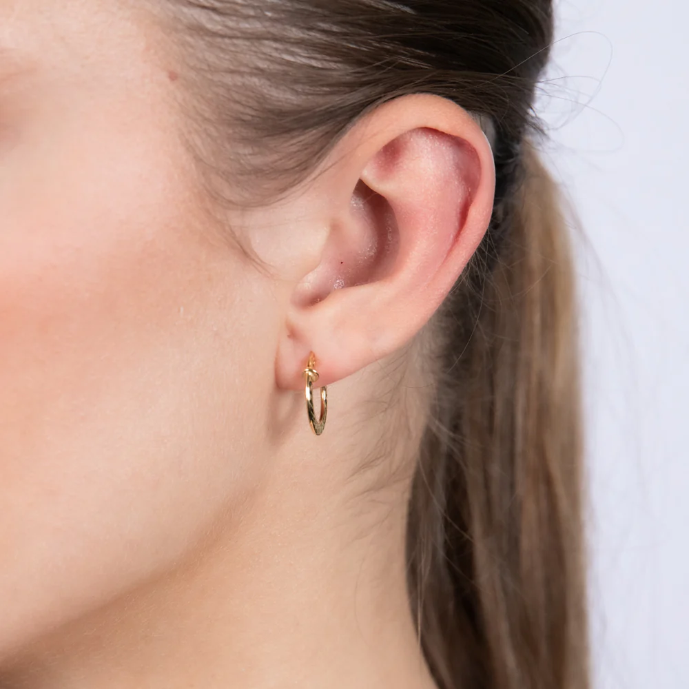 9ct Yellow Gold Wise 10mm Hoop Earrings - Image 2