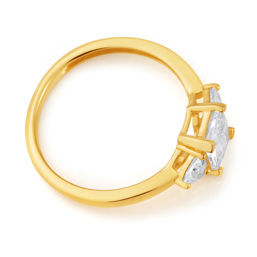 9ct Yellow Gold Zirconia Emerald Cut Ring - Image 2