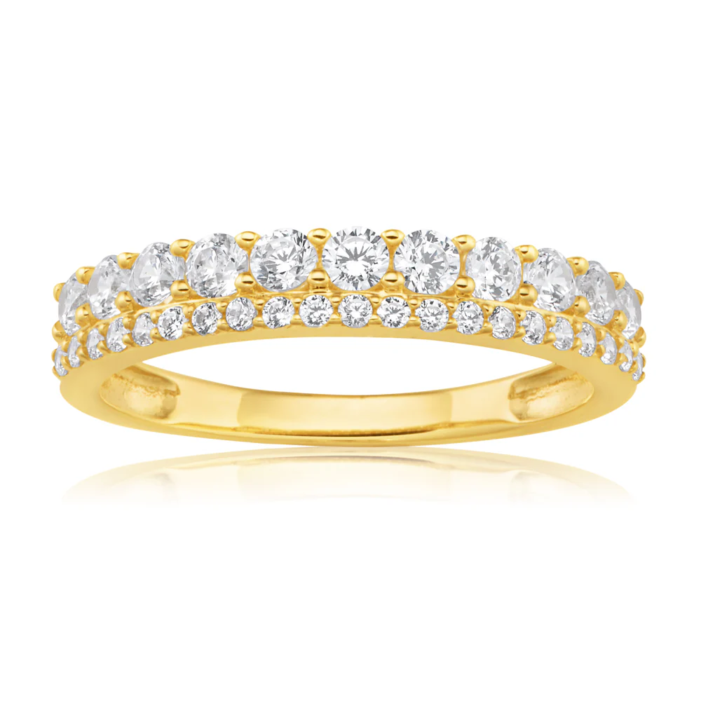 9ct Yellow Gold Zirconia Eternity Straight Ring