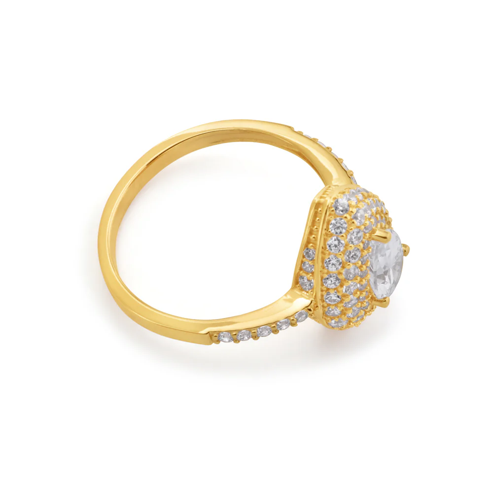 9ct Yellow Gold Zirconia Pear Shape Ring - Image 2