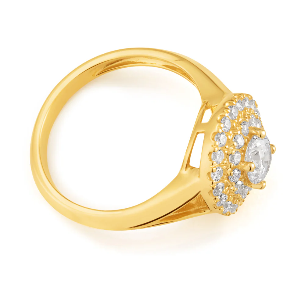 9ct Yellow Gold Zirconia Round Fancy Ring - Image 2