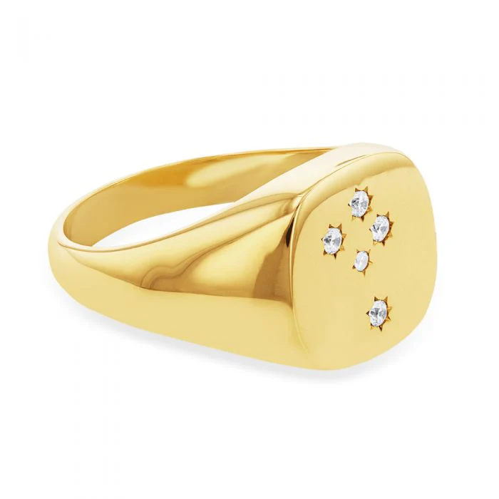 9ct Yellow Gold Zirconia Southern Cross Set Gents Ring - Image 2