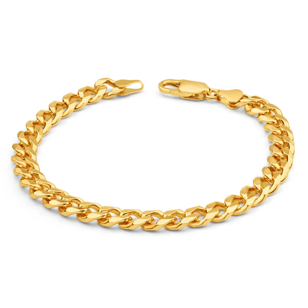 9ct Yellow Heavy Solid Gold Curb 21cm Bracelet 200 gauge