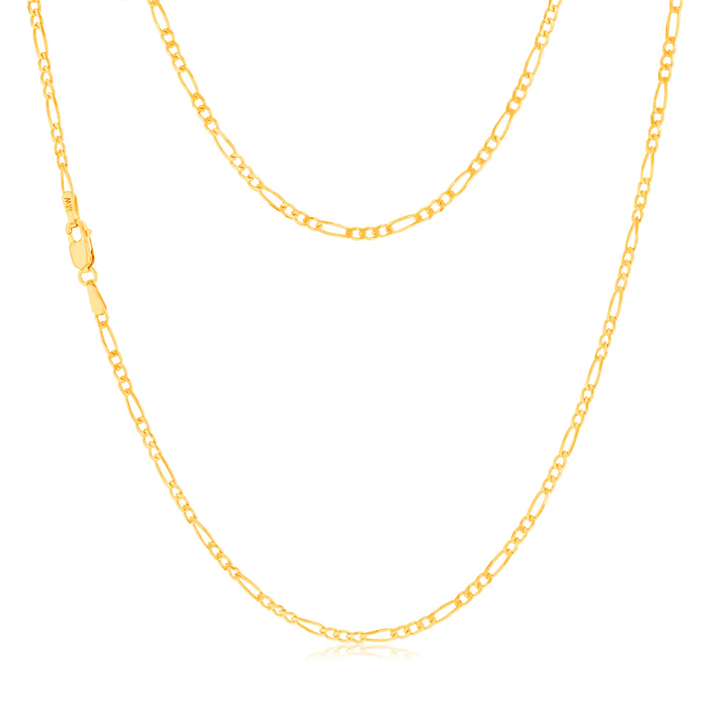 9ct Yellow Solid Gold 1:3 Figaro 40cm Chain 60Gauge