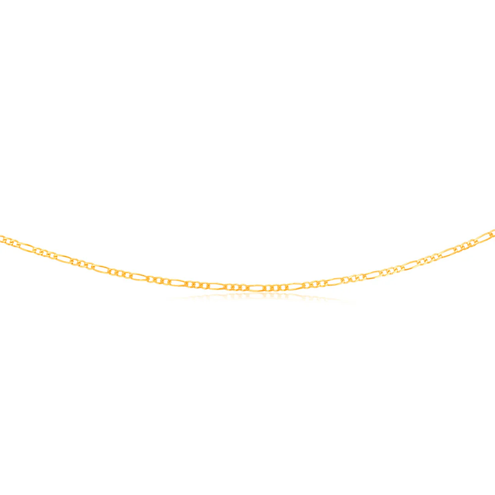 9ct Yellow Solid Gold 1:3 Figaro 40cm Chain 60Gauge - Image 2