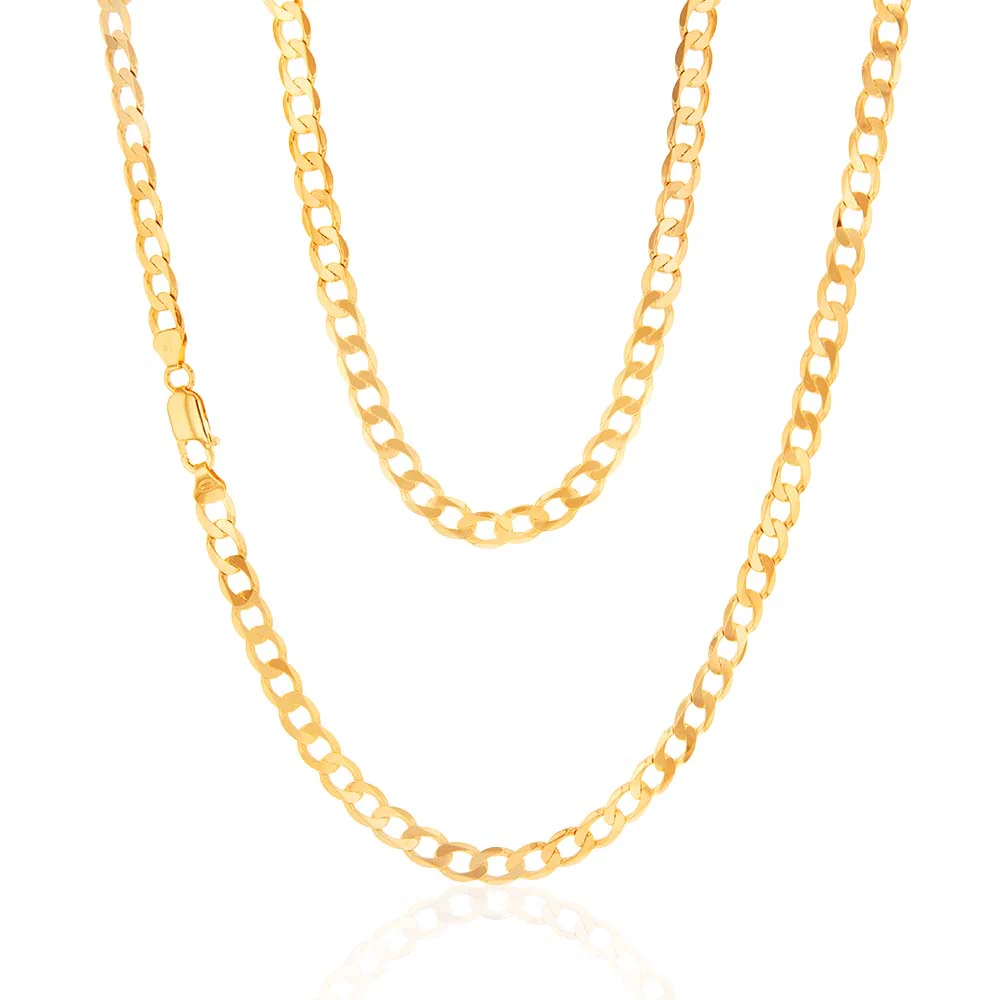 9ct Yellow Solid Gold 150 Gauge Curb 55cm Chain