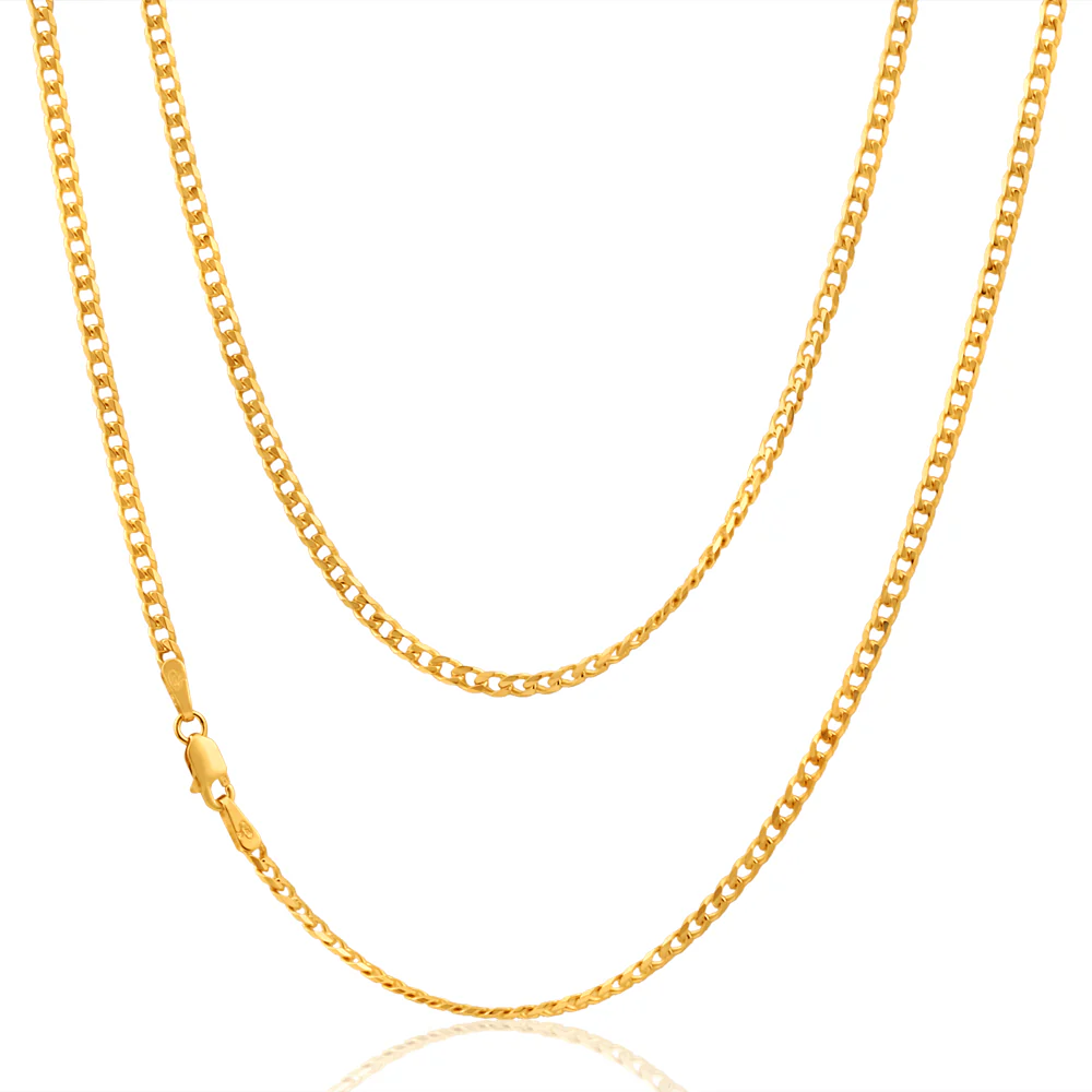 9ct Yellow Solid Gold 45cm 70 Gauge Curb Chain