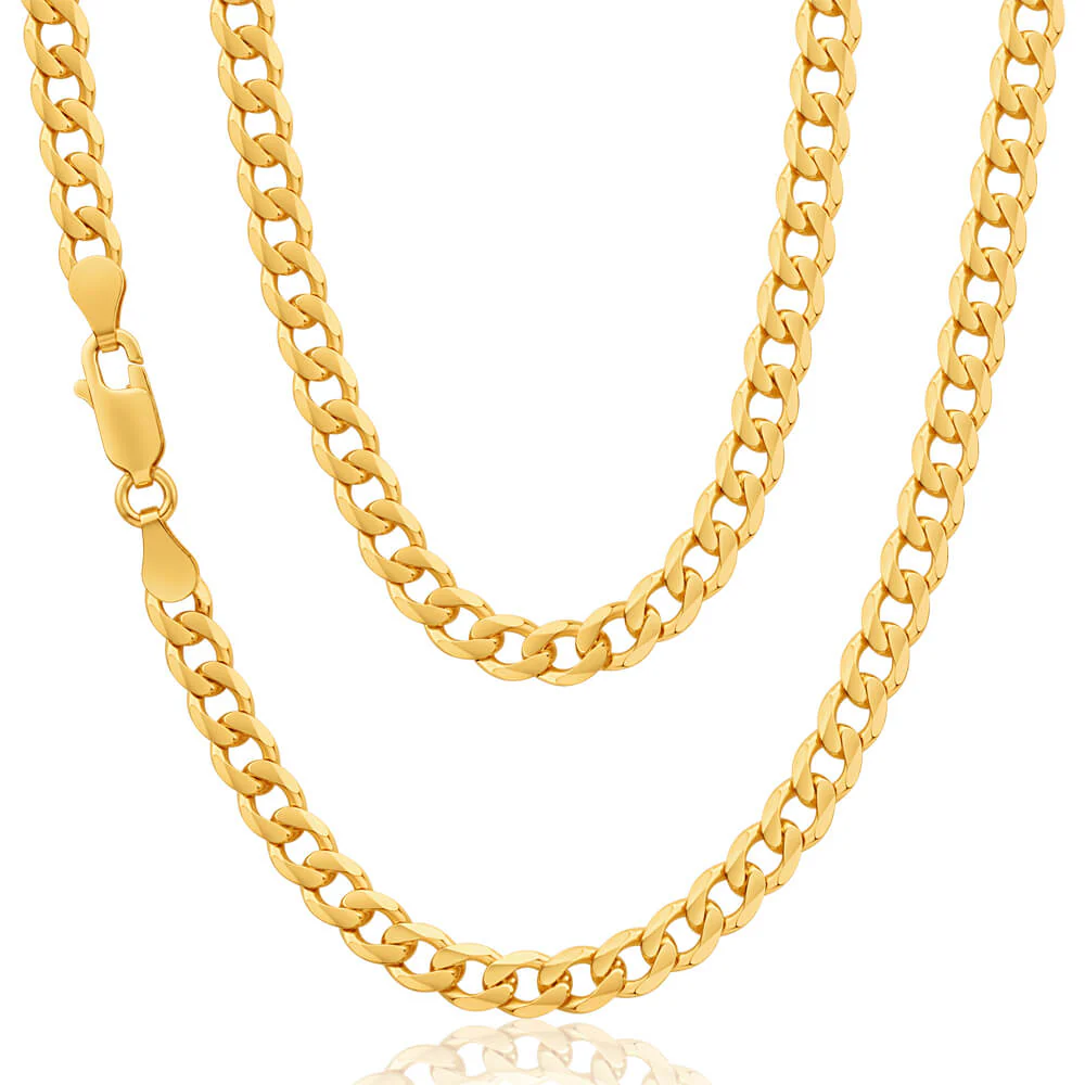 9ct Yellow Solid Gold 55cm 120 Gauge Curb Chain
