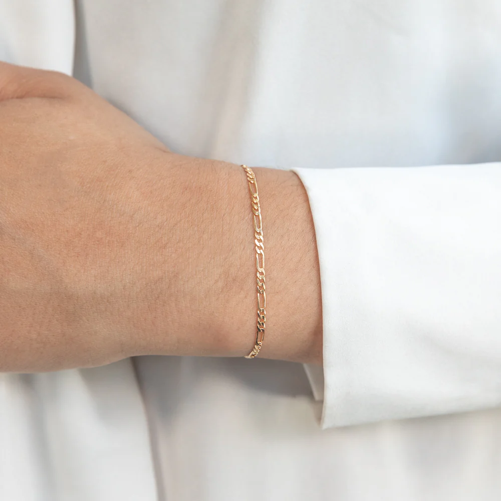 9ct Yellow Solid Gold 60 Gauge Figaro 19cm Bracelet - Image 3