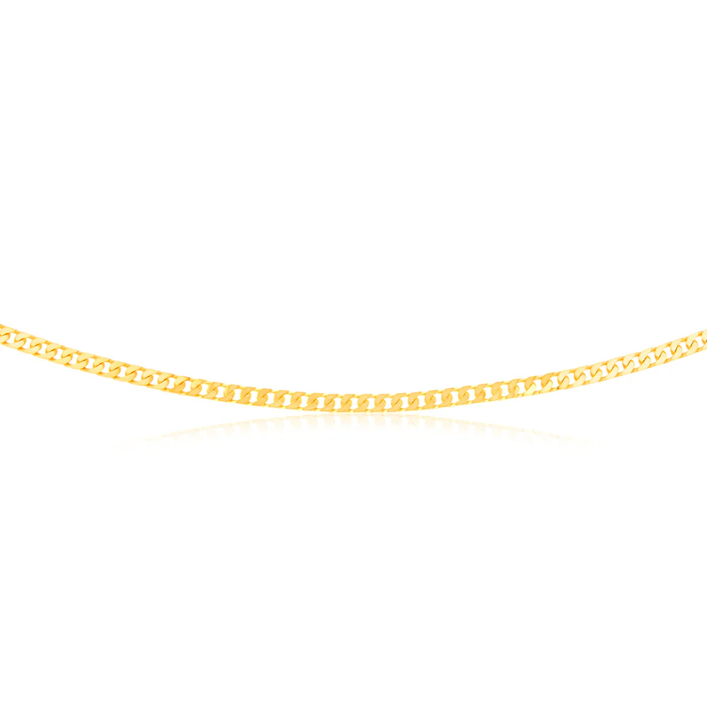 9ct Yellow Solid Gold Compact Square Curb 55cm Chain - Image 2
