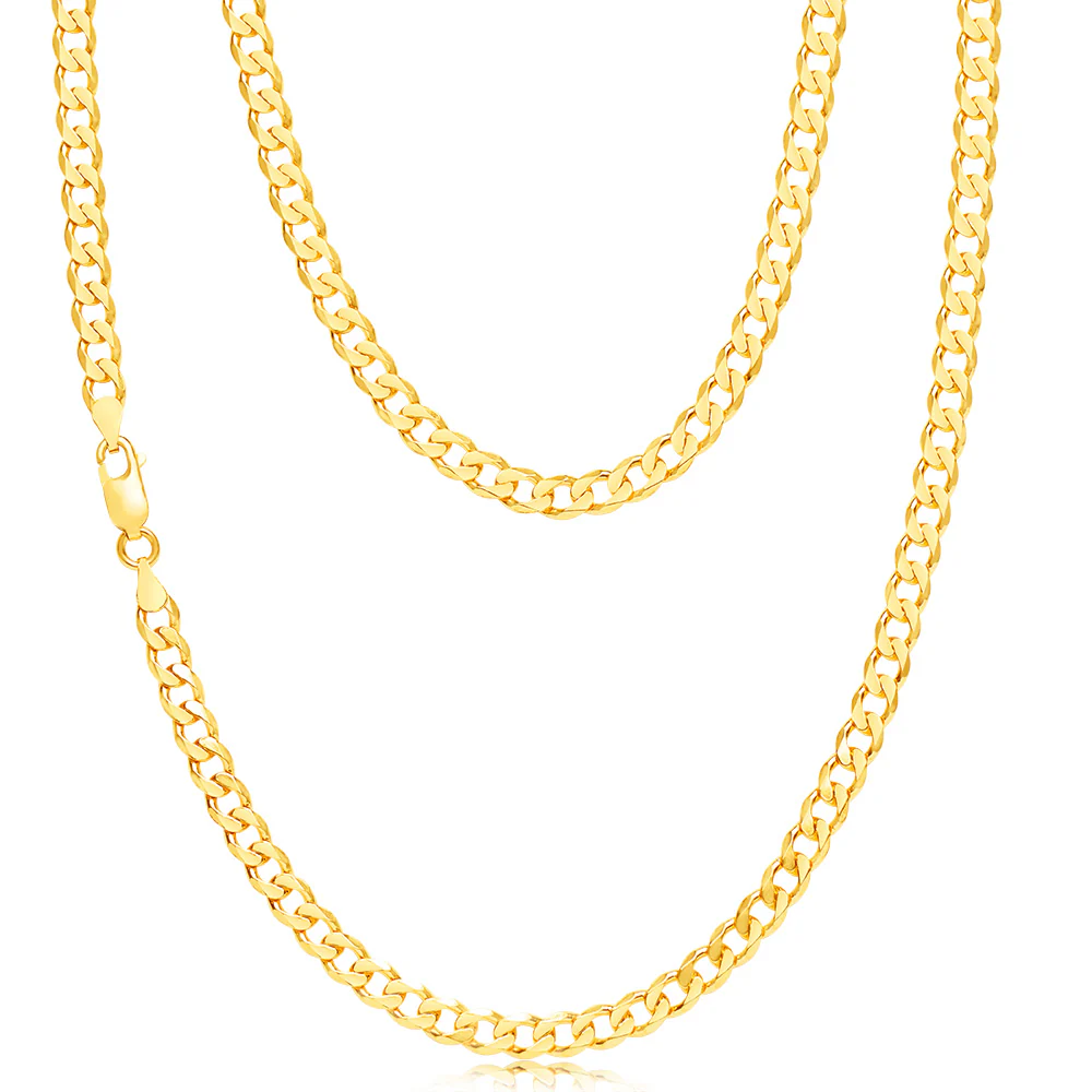 9ct Yellow Solid Gold Curb Chain 150 gauge in 60cm