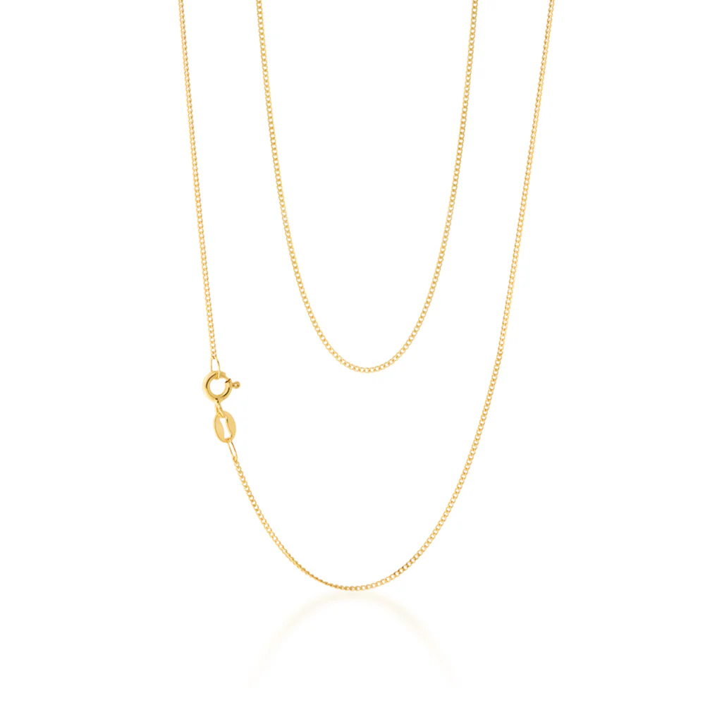 9ct Yellow Solid Gold Curb Chain 50cm 30 Gauge