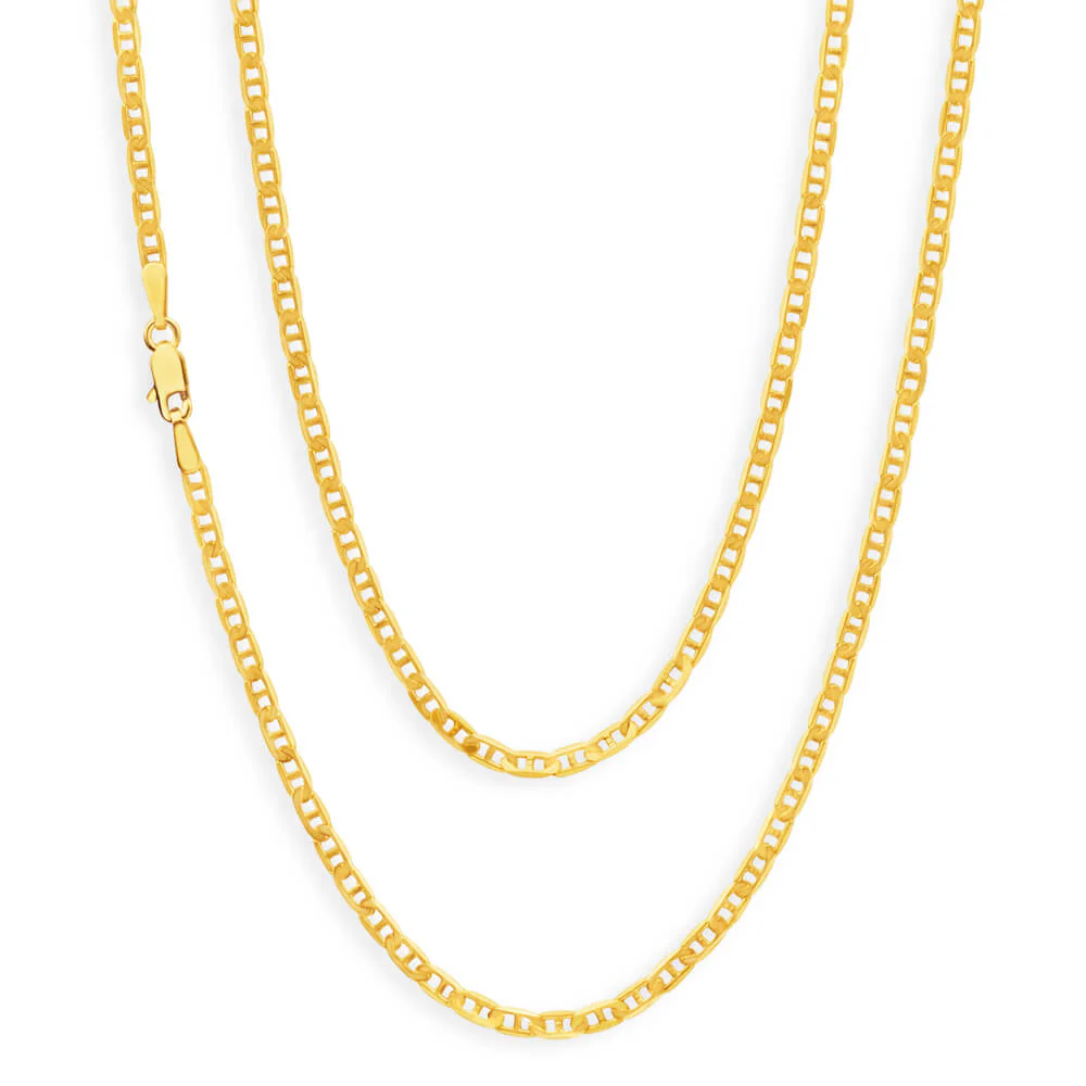 9ct Yellow Solid Gold Dazzling Anchor 50cm Chain