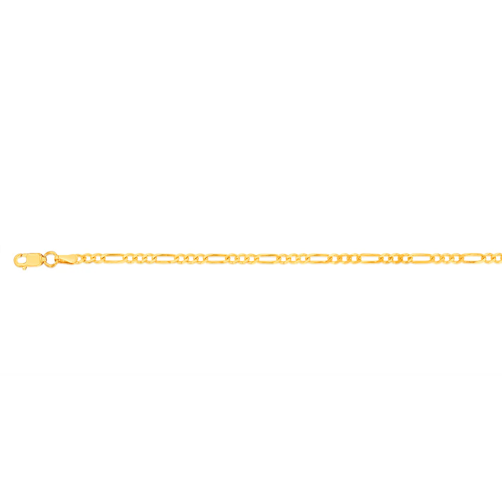 9ct Yellow Solid Gold Fancy 70 Gauge 19cm Figaro 1:3 Bracelet - Image 2