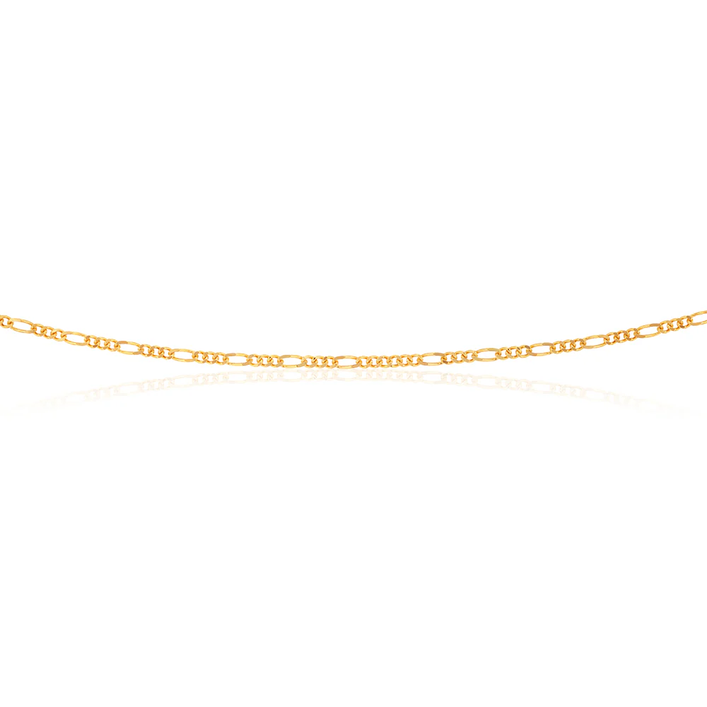9ct Yellow Solid Gold Figaro 1:3 70cm Chain 40Gauge - Image 3