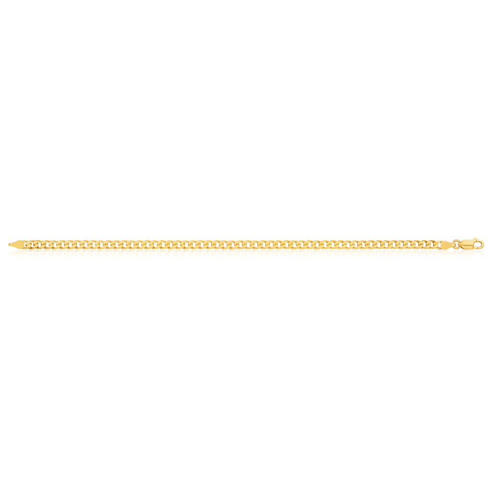 9ct Yellow Solid Gold Flat Bevelled Curb 21cm Bracelet 120gauge - Image 2