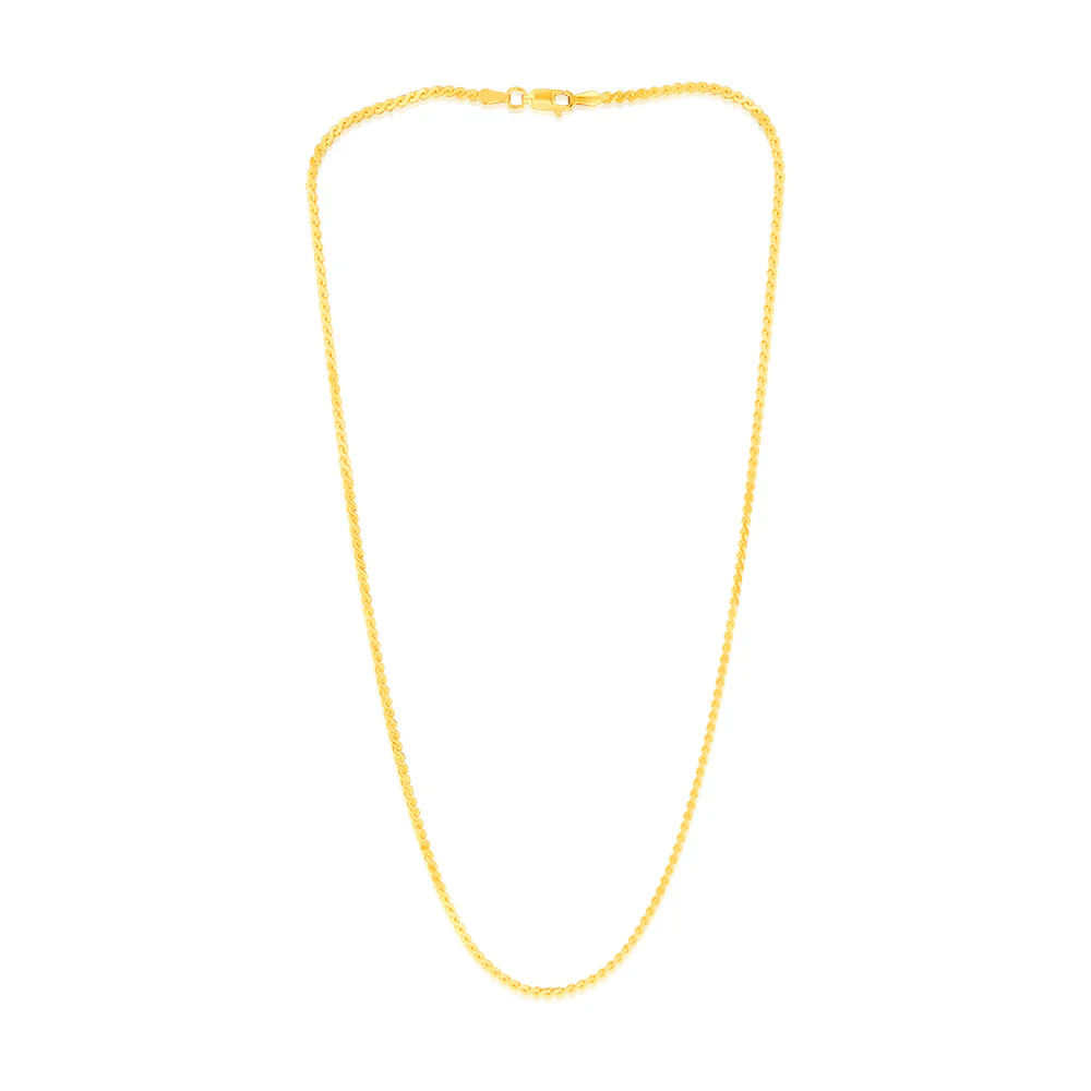 9ct Yellow Solid Gold Serpantine 45cm Chain
