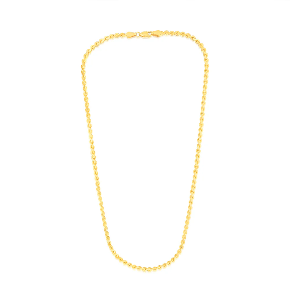 9ct Yellow Solid Gold Serpentine 45cm Chain