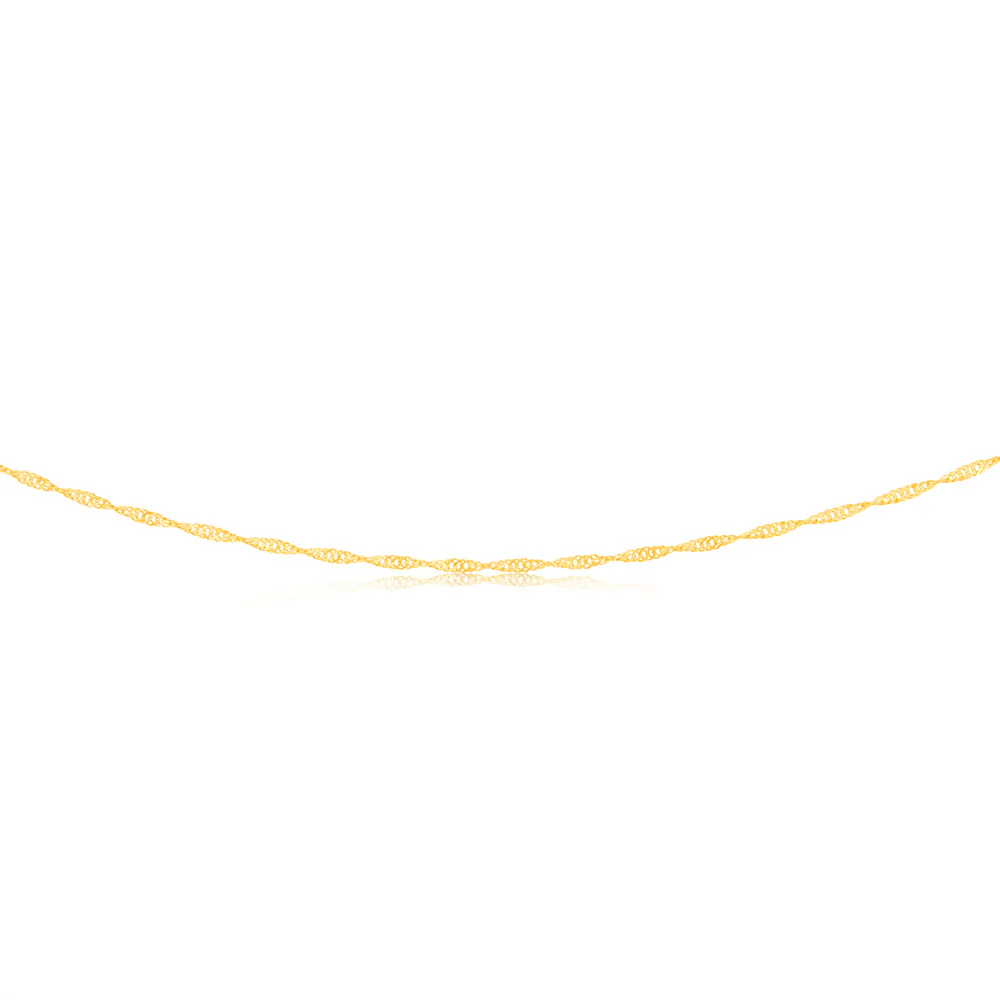 9ct Yellow Solid Gold Singapore 45cm Chain 30 Gauge - Image 2